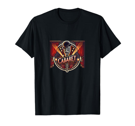 Stage Notes Cabaret Musical Theatre T-Shirt - Unisex Adults - Black - Small - Short Sleeve - Retro Casual - Cabaret Theme