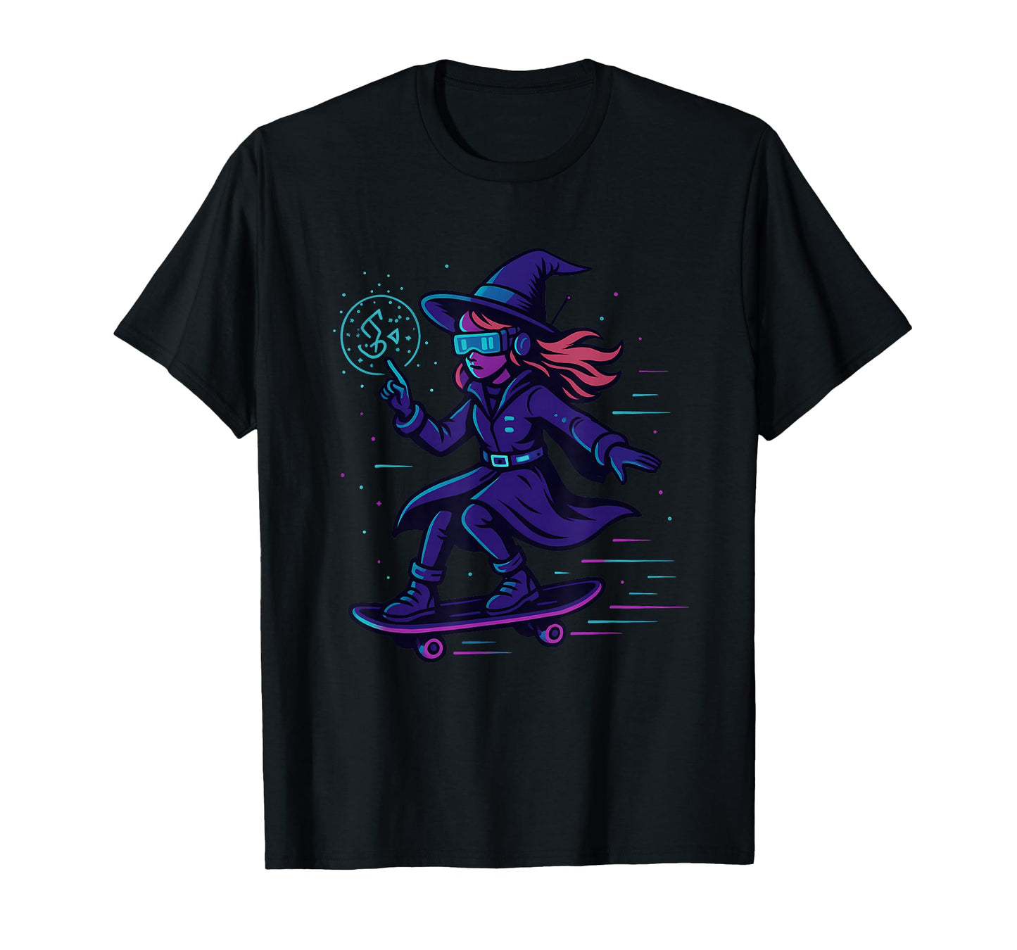 Cyber Witch on Skateboard T-Shirt