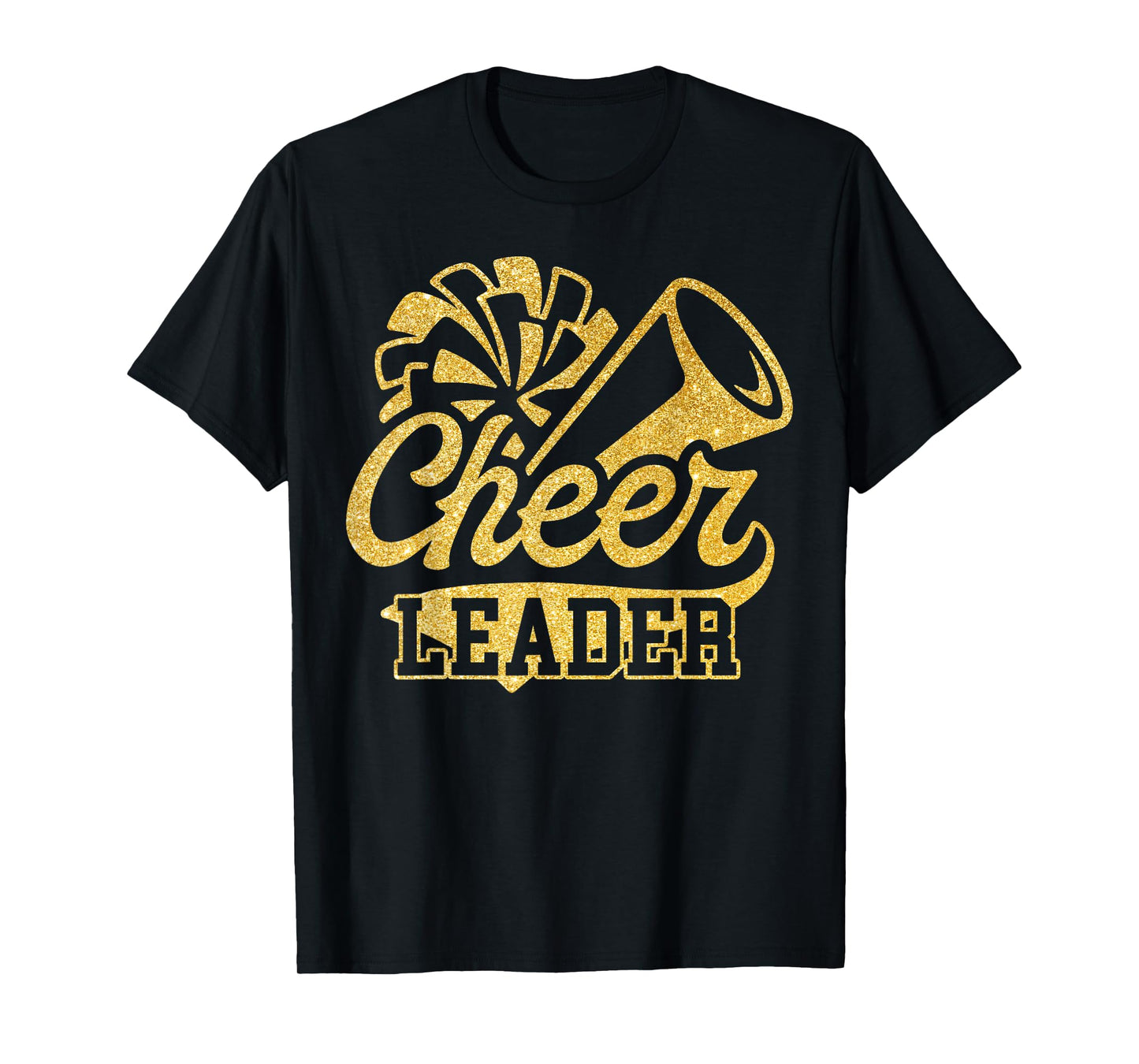 Cheer Leader Era Youth Cheerleader Cheerleading Black Gold T-Shirt