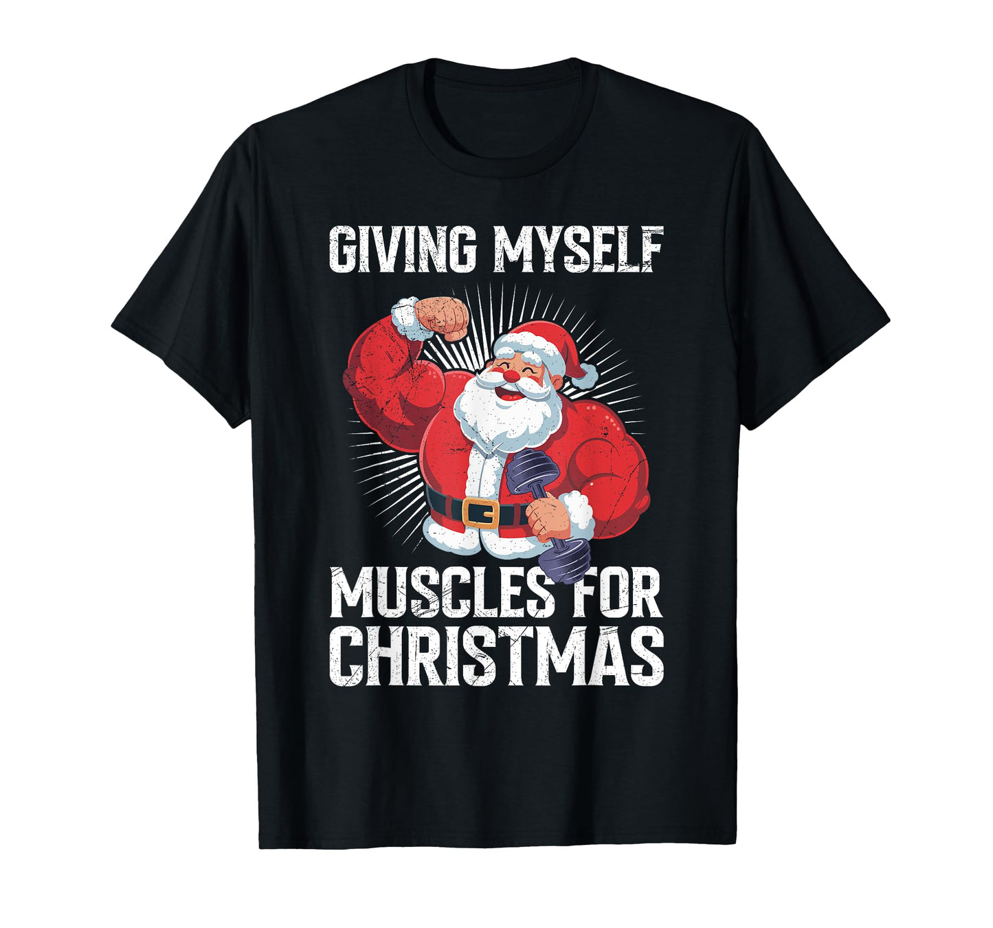 Santa Claus Giving Myself Muscles for Christmas T-Shirt