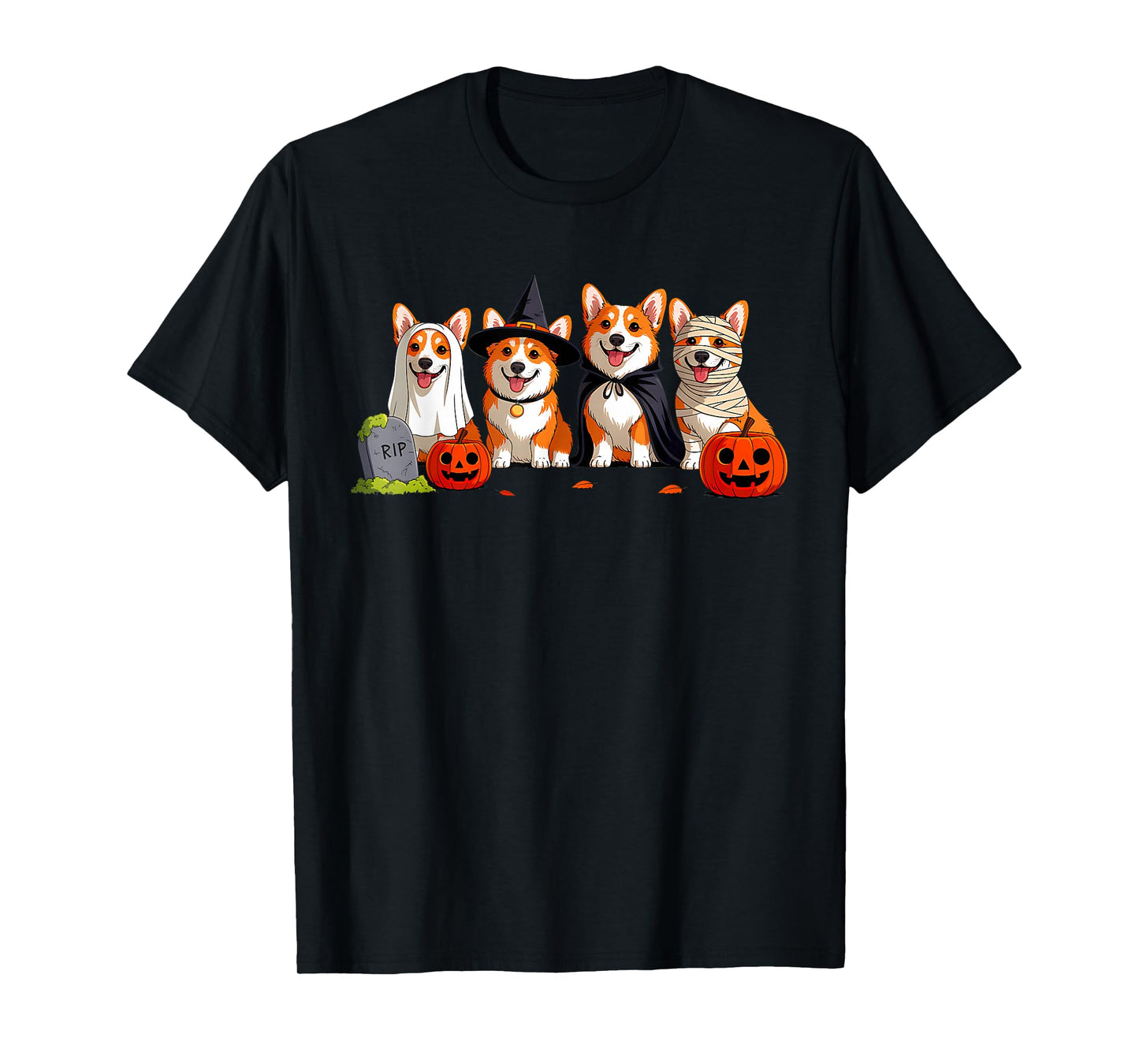 Cute Corgi Dog Lover Funny Ghost Halloween Men Women Kids T-Shirt