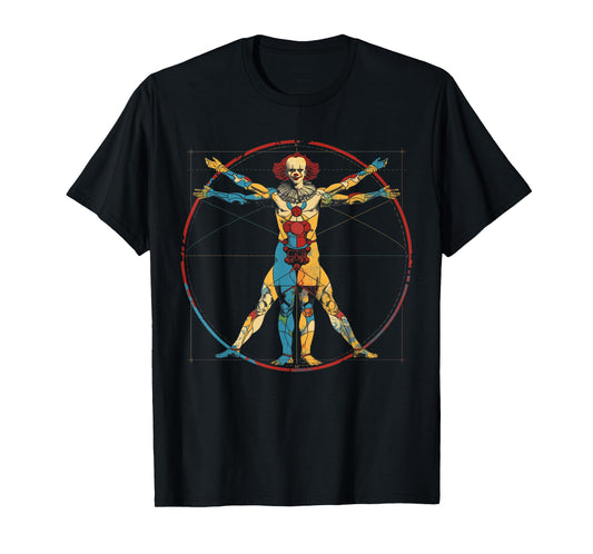 Clowncore Aesthetic Vitruvian Man Clown Creepy Goth T-Shirt
