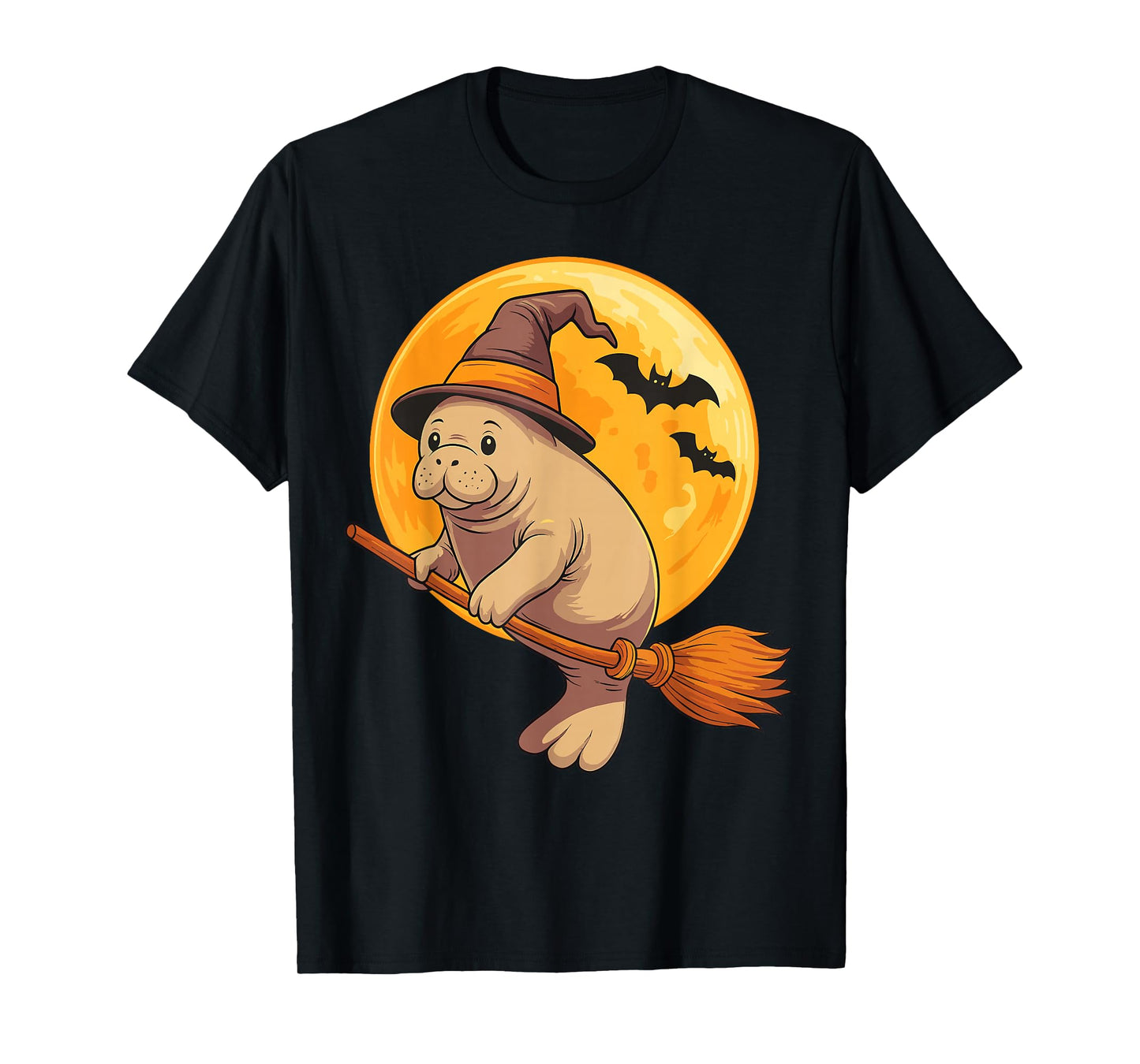 Manatee Witch Hat Pumpkin Halloween Costume Men Women Kids T-Shirt