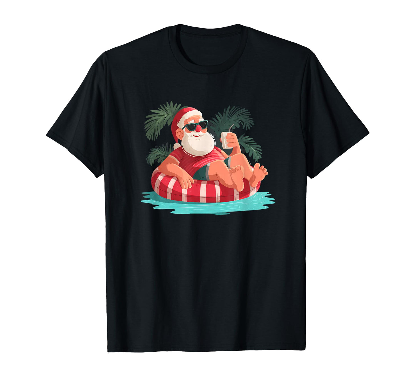 Christmas Holiday with Pool Ring and Beach Graphic T-Shirt
