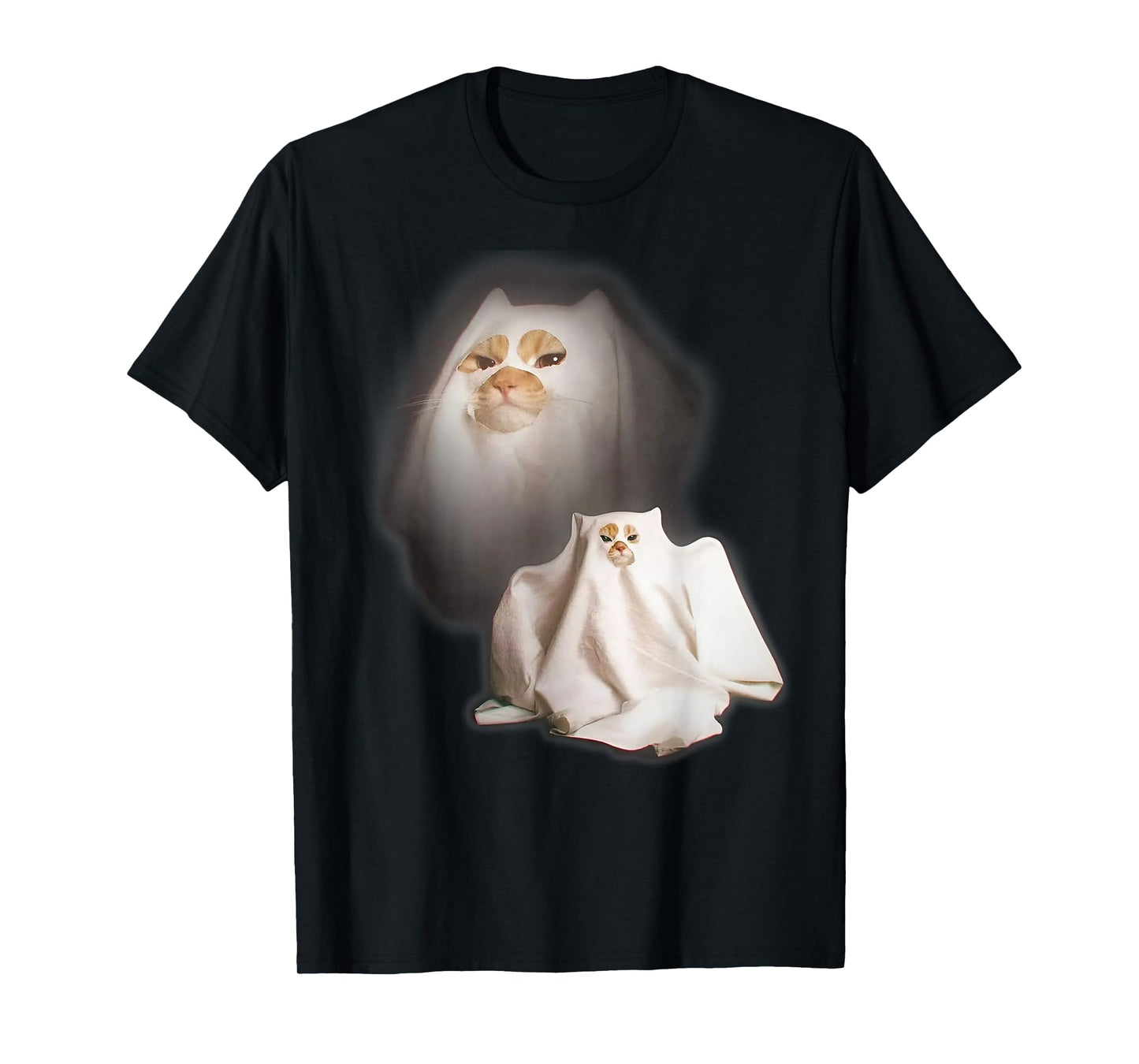 Ghost Cat Meme Funny Halloween Men Women Kids T-Shirt