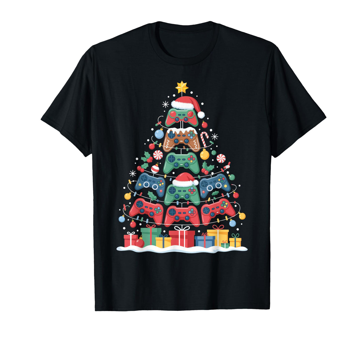 Christmas Gamer Controllers Tree Design for Holiday T-Shirt