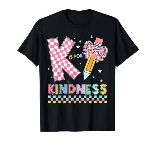 K Is For Kindness Cute Pencil Bow Teacher Be Kind T-Shirt
