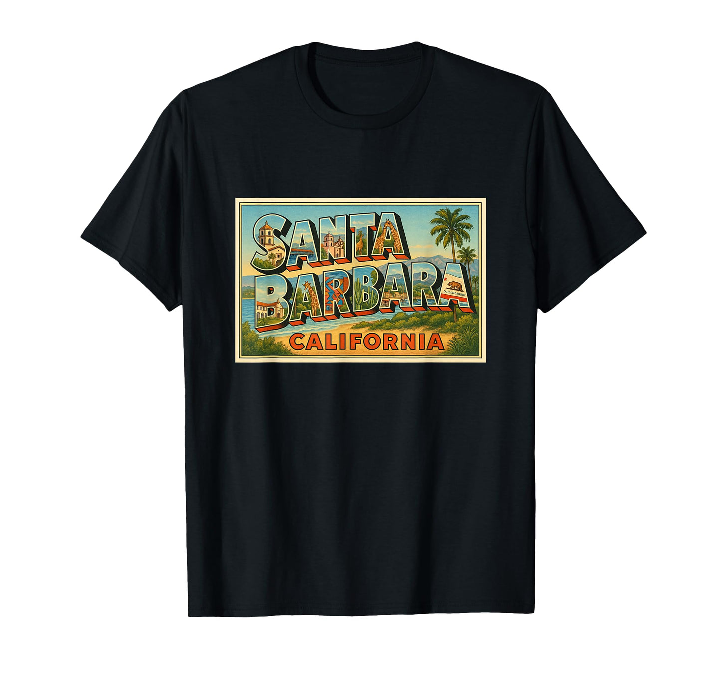 Santa Barbara Claifornia Vintage Souvenir Poster Art Graphic T-Shirt