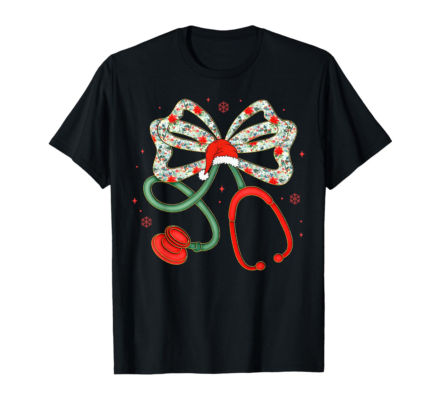 Stethoscope Christmas Nurse Health Worker Santa Xmas Pajamas T-Shirt