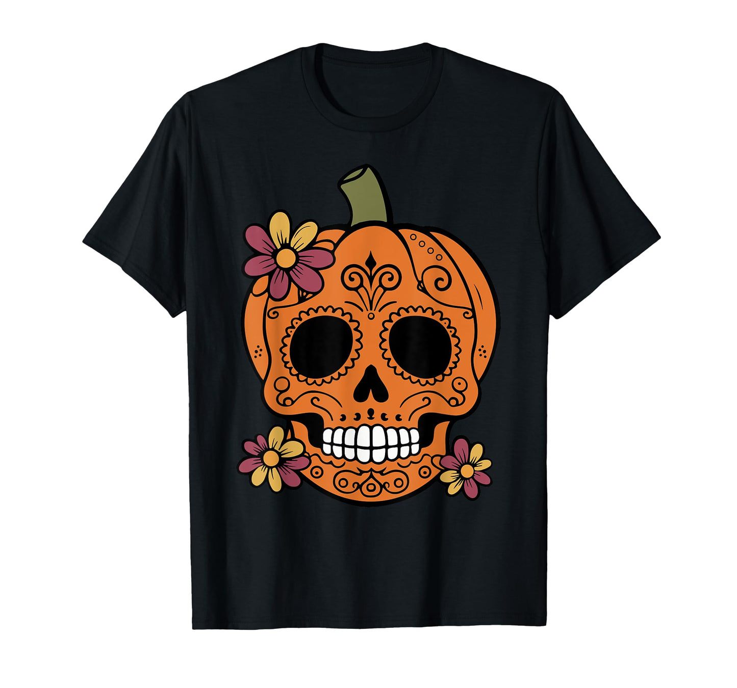 Sugar Skull Pumpkin Mexican Halloween Dia de Los Muertos T-Shirt