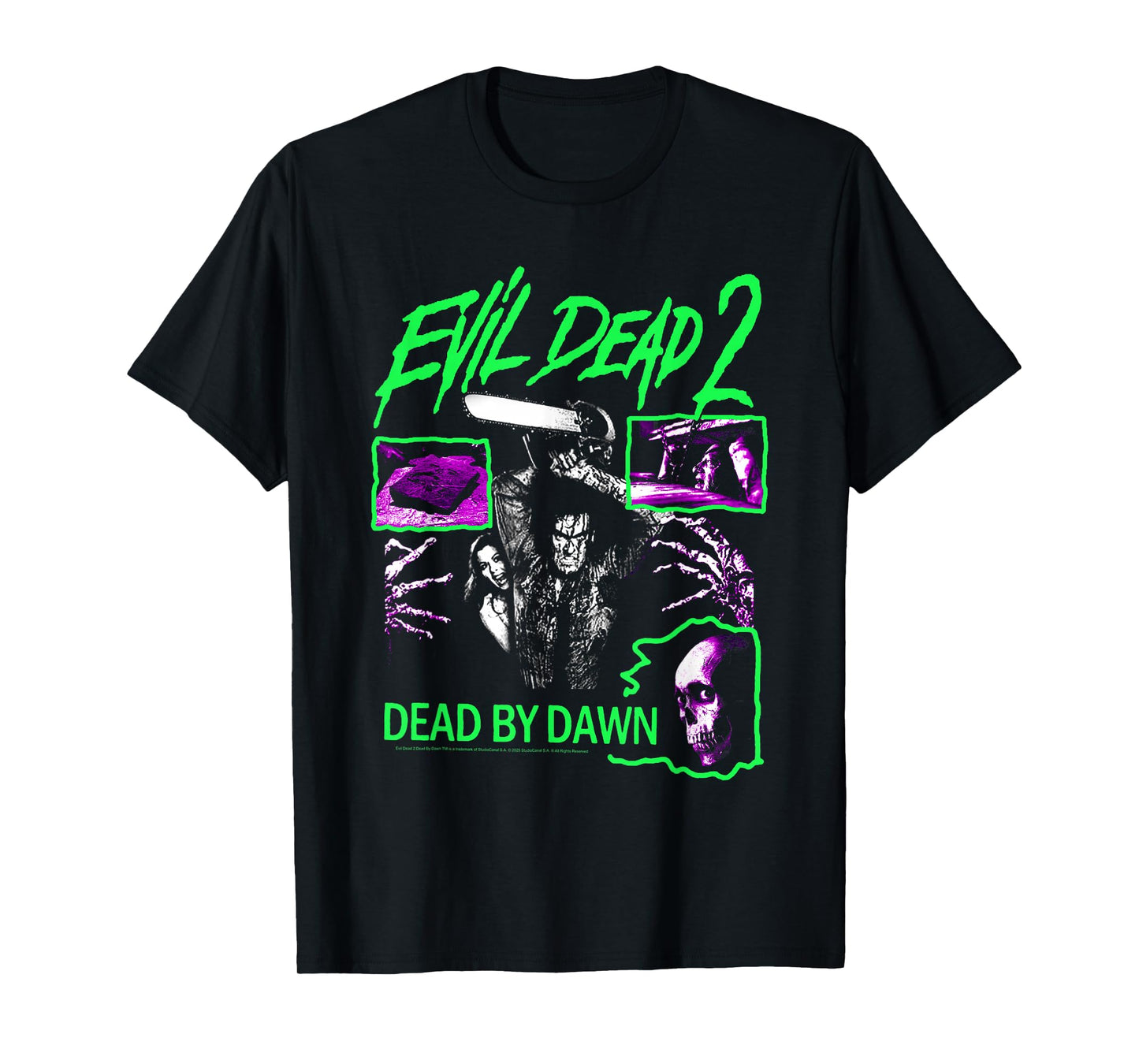 Evil Dead 2 Dead by Dawn Neon Collage Horror Movie T-Shirt