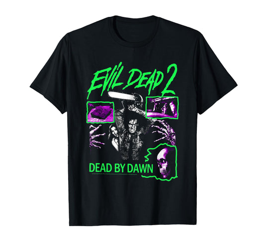 Evil Dead 2 Dead by Dawn Neon Collage Horror Movie T-Shirt