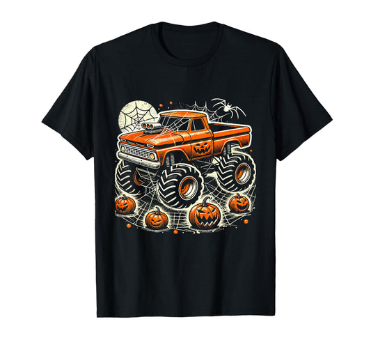Kids Monster Truck Toddler Halloween Shirts for Kids Spider Web T-Shirt