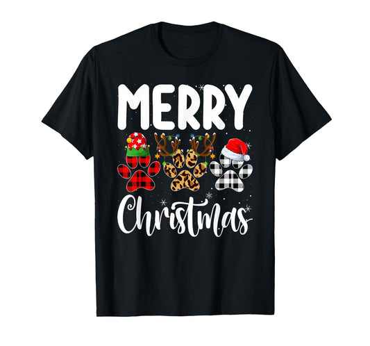 Dog Paw Christmas Elf Reindeer Santa Puppy Dog Lover Xmas T-Shirt