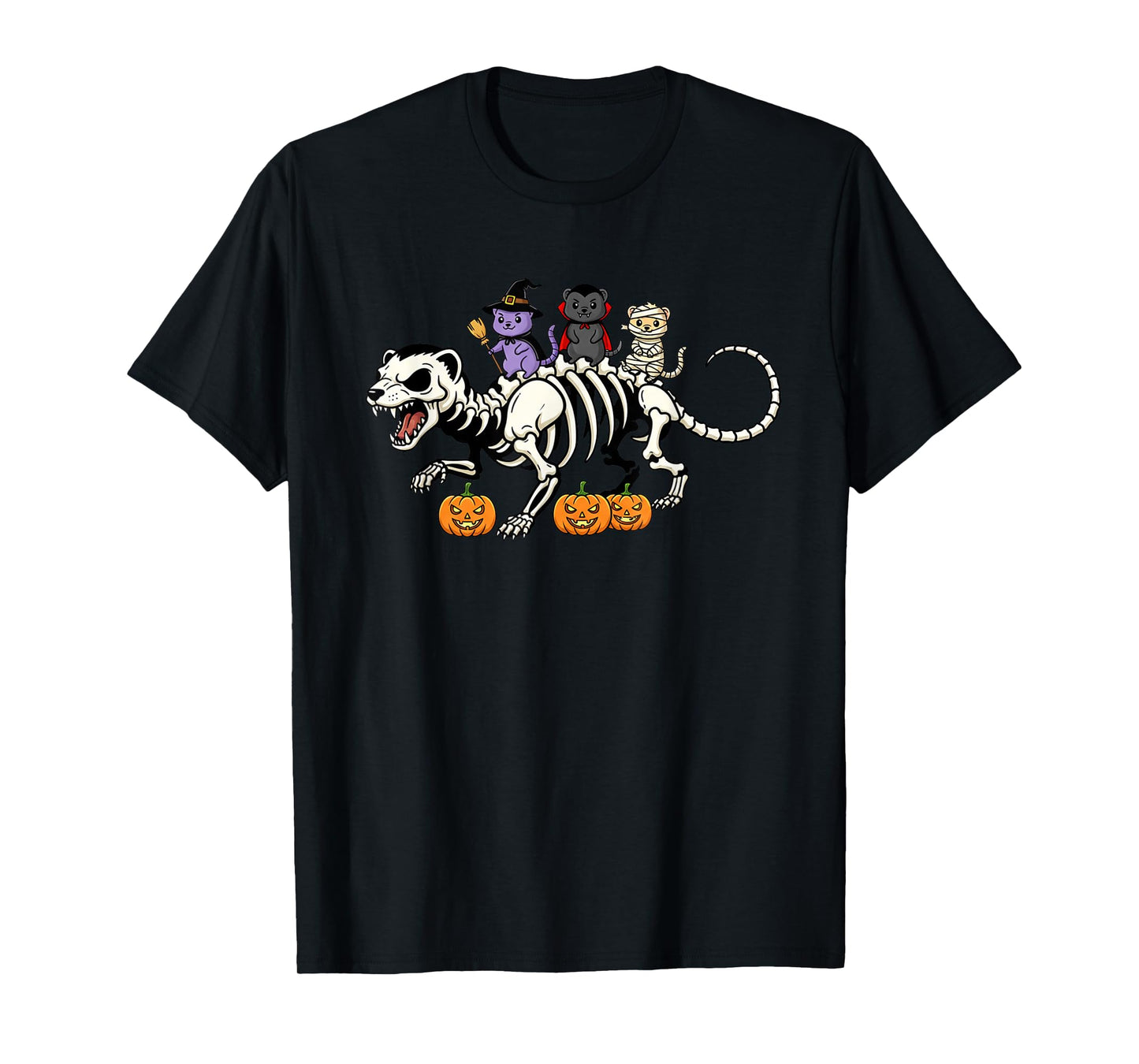 Funny Ferret Skeleton Mummy Witch Halloween Kids Mens Womens T-Shirt