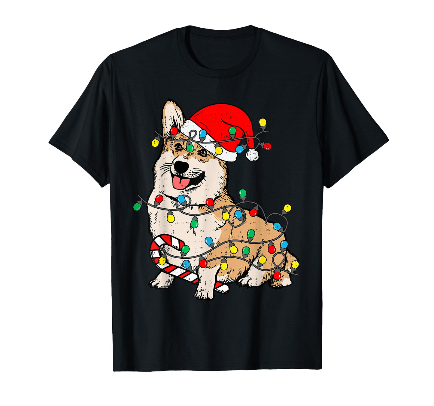 Corgi Dog Christmas Lights Pajama Santa Xmas Pet Dog Lover T-Shirt