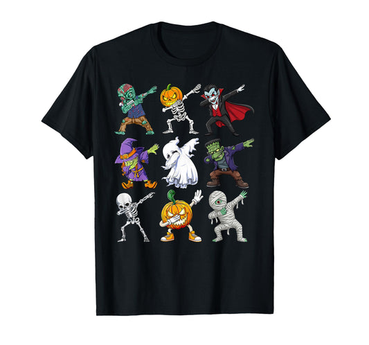 Dabbing Halloween Shirt Skeleton Zombie Scary Pumpkin Mummy T-Shirt
