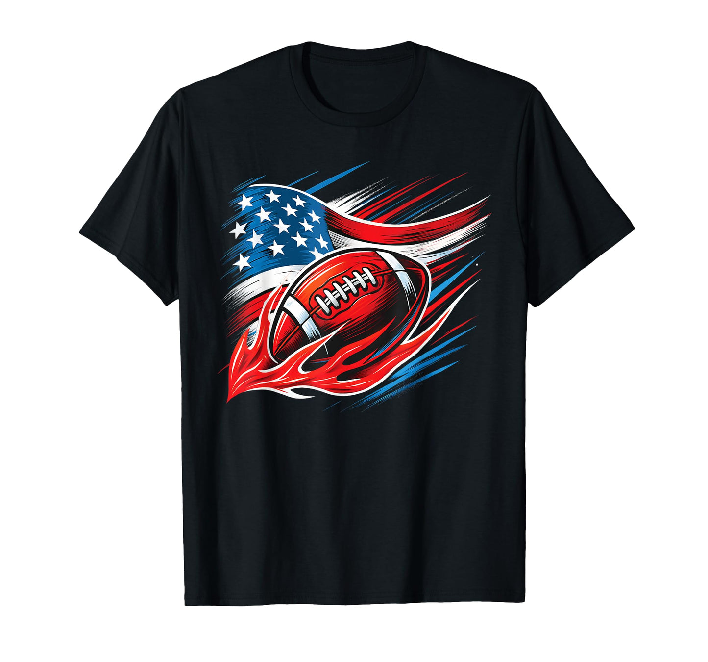 USA Patriotic Men boys American Flag 4th of July Football T-Shirt