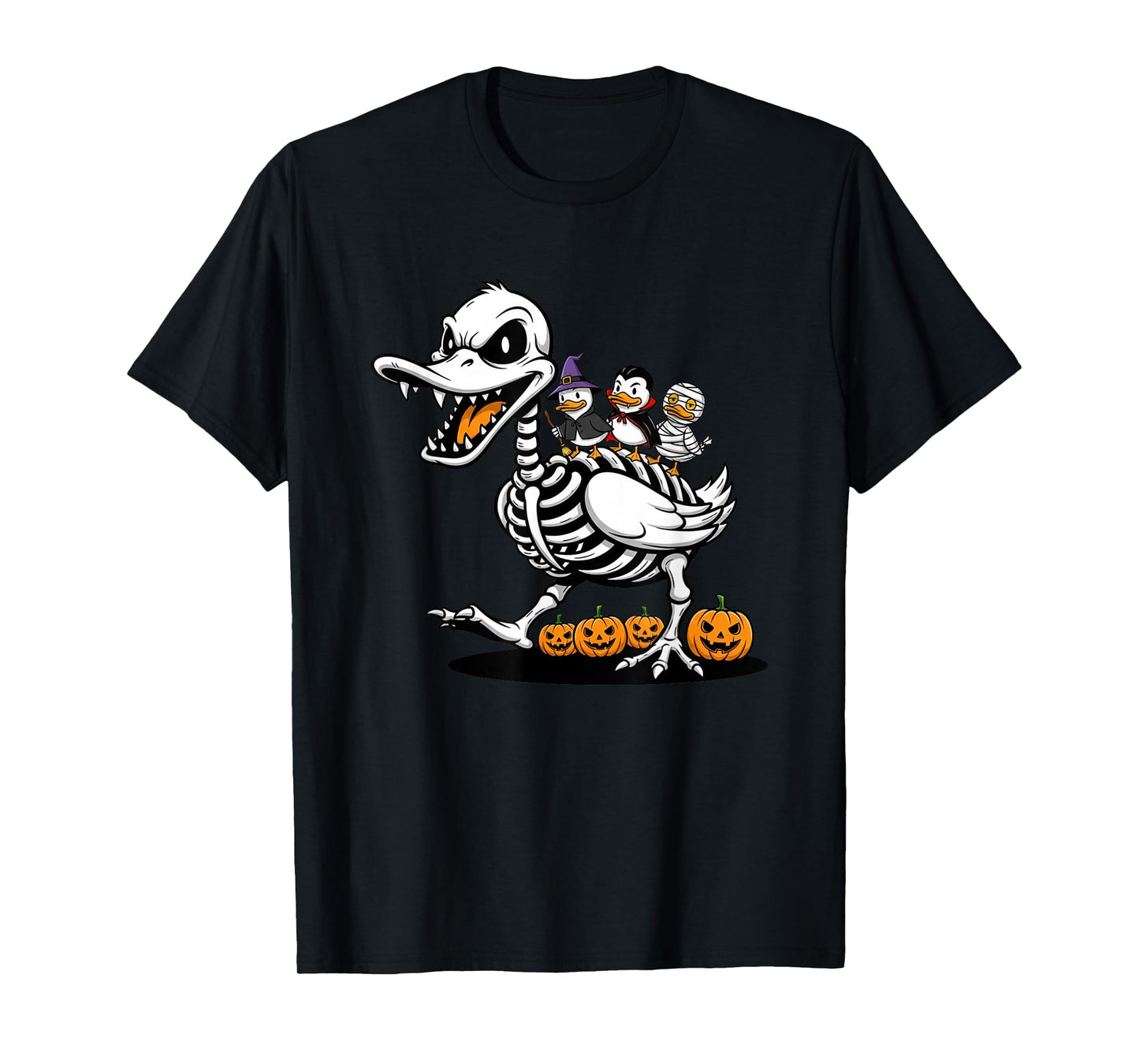 Funny Duck Skeleton Mummy Witch Halloween Kids Mens Womens T-Shirt