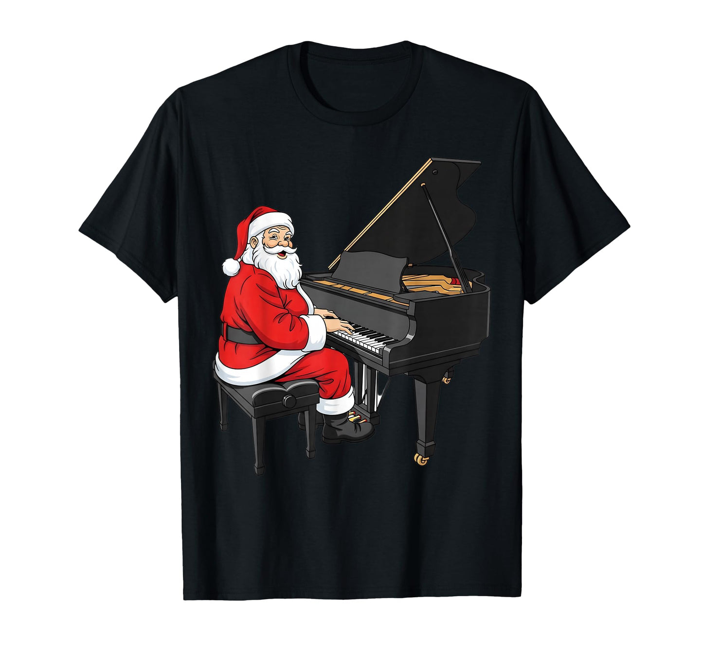 Santa Playing Piano Graphic Musician Christmas Xmas Boys Men T-Shirt