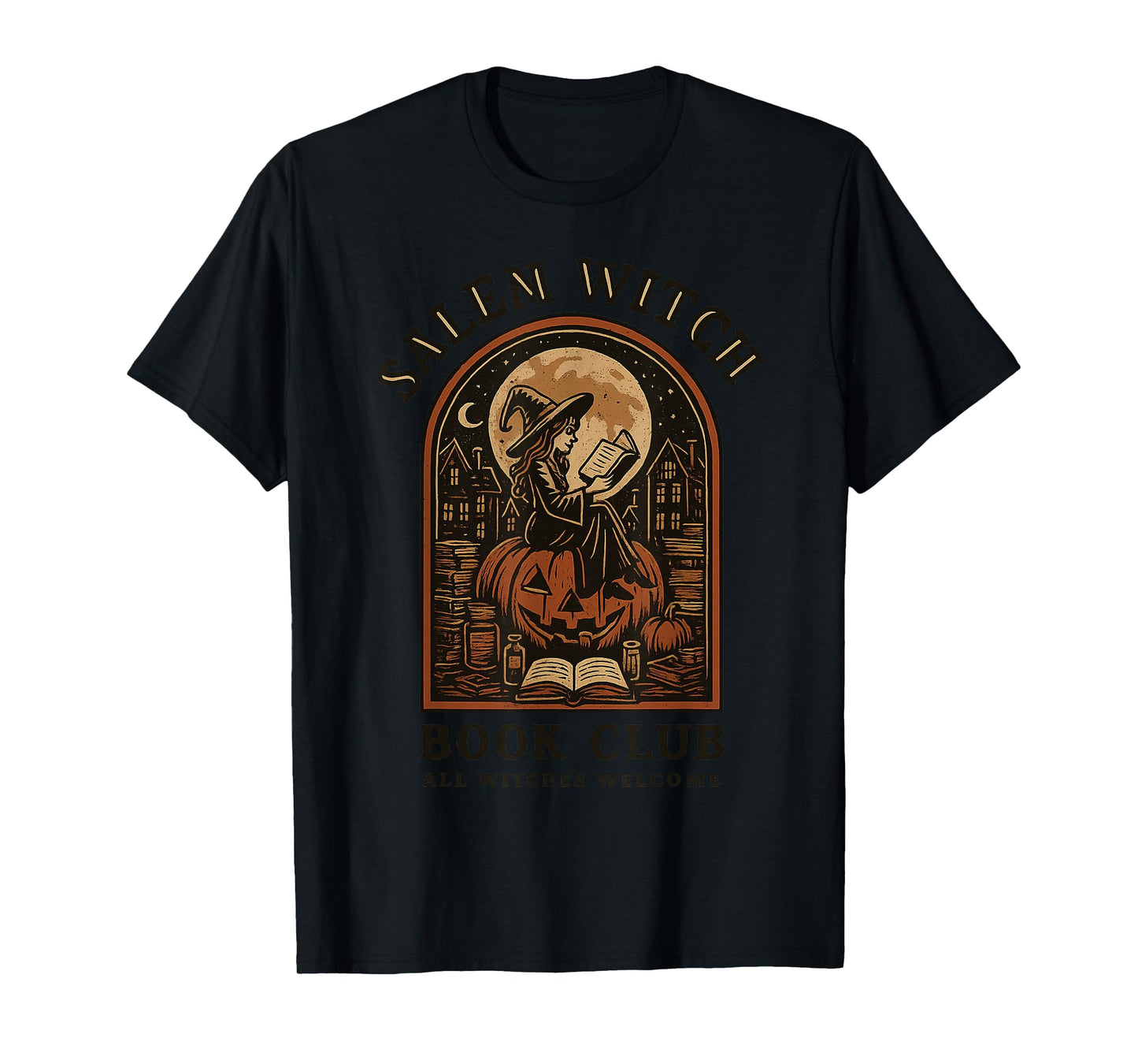 Salem Witch Book Club All Witches Welcome Scary Halloween T-Shirt