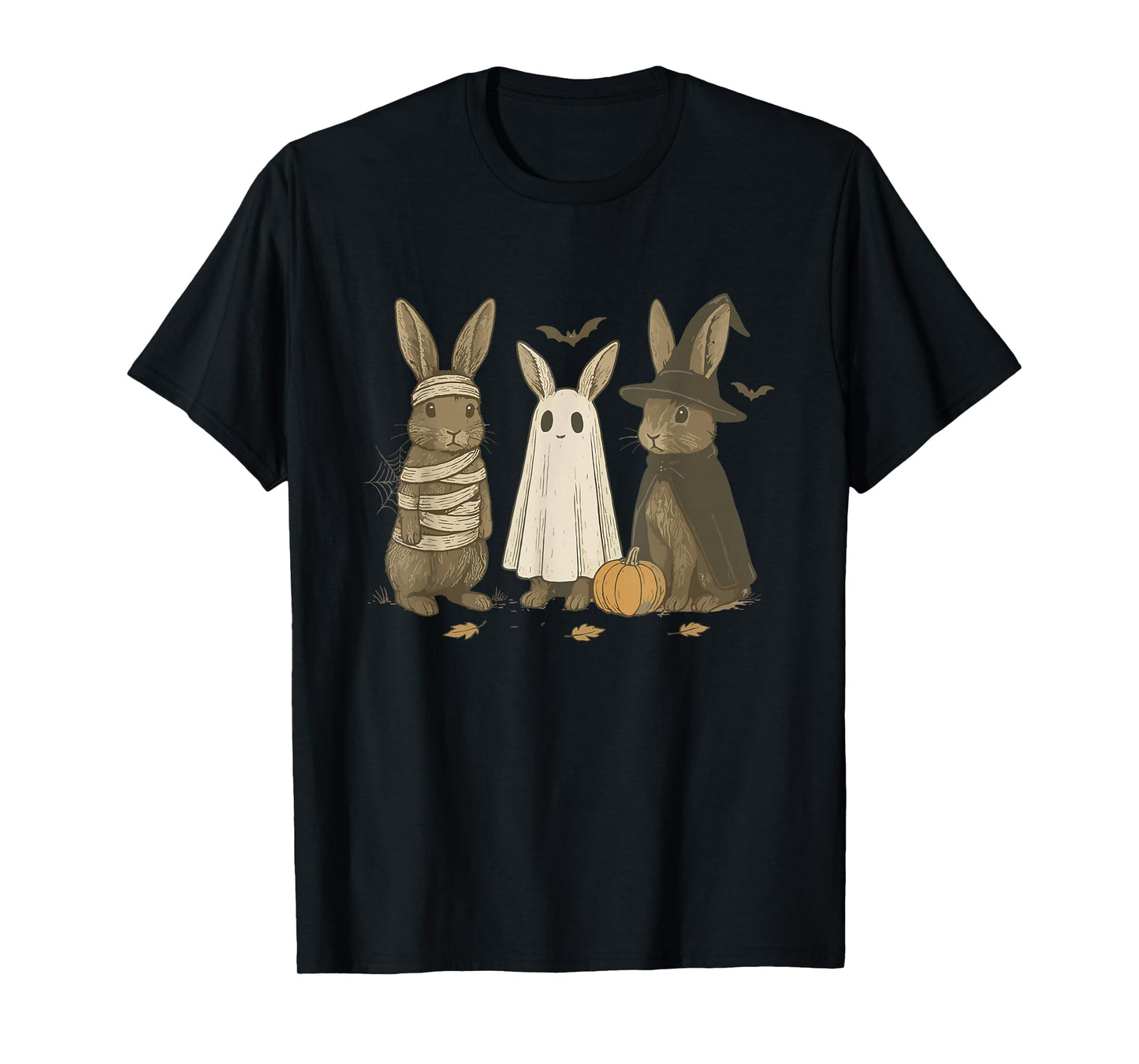 Fall Rabbit Ghost Halloween Spooky Witch Bunny Rabbit Farm T-Shirt