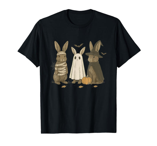 Fall Rabbit Ghost Halloween Spooky Witch Bunny Rabbit Farm T-Shirt