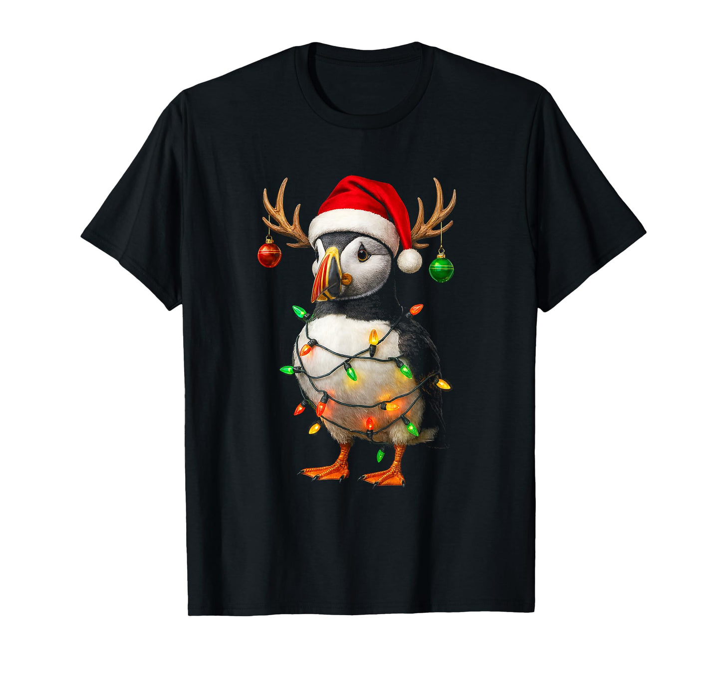 Puffin Christmas Santa Hat Lover T-Shirt