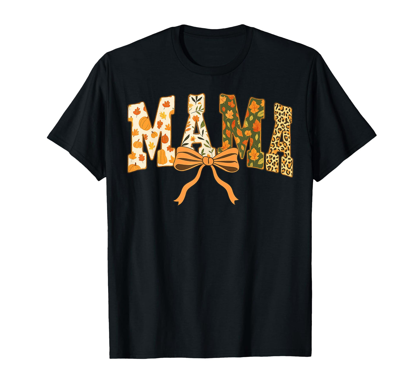 Mama Coquette Bow Pumpkin Thanksgiving Autumn Fall Leaves T-Shirt