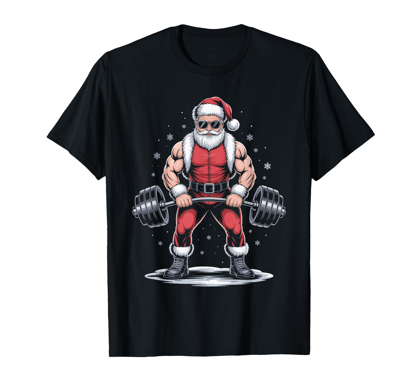 Santa Weightlifting Christmas Gym Fitness Deadlift Xmas Men T-Shirt