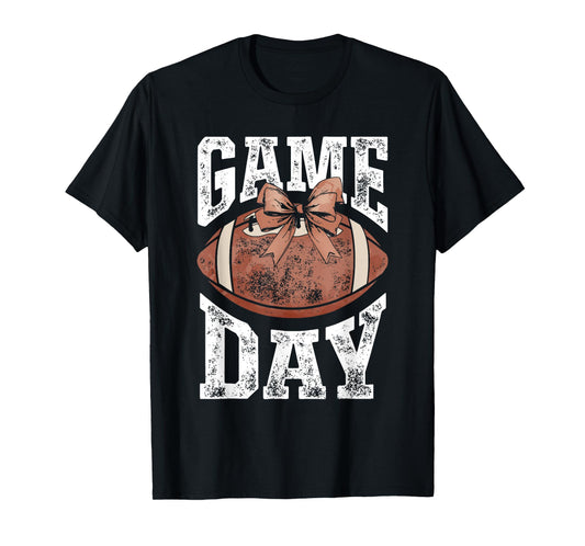 Game Day Football Season Football Bow Girls Women T-Shirt