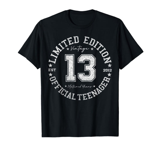 Retro One Of a Kind Shirts For Men Women 2025 Official Teenager 13 Year Old Gifts Vintage 13th Birthday T-Shirt - Unisex-Kids 13-year-olds Black Short Sleeve Crew Neck T-Shirt - Small