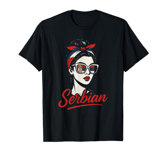 Serbian Culture Woman Vintage Balkan Serbia T-Shirt