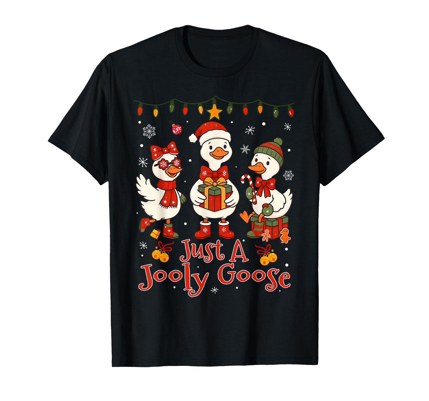 Just A Jolly Goose Christmas Santa Bow Men Women Kid T-Shirt