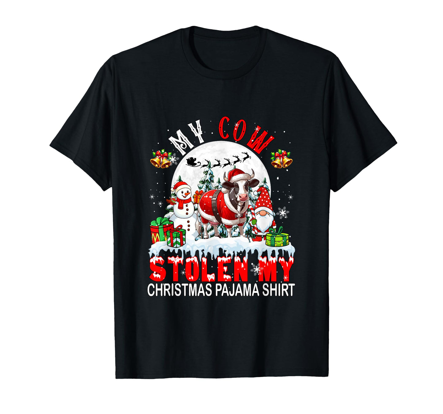 My Cow Stolen My Christmas Pajama Shirt Santa Farmer Owner T-Shirt