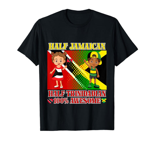 Half Trini Half Jamaican Toddler Trinidad Flag Root Girl Boy T-Shirt