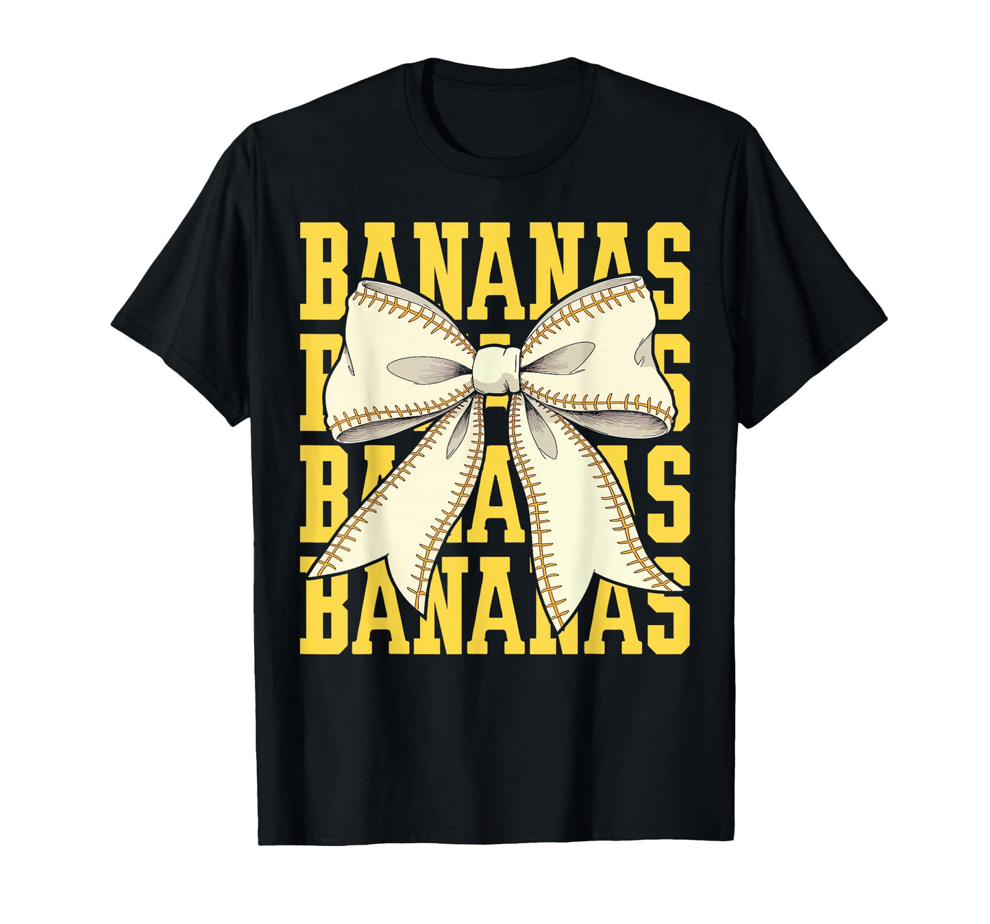 Retro Bananas Last Name Coquette Bow Men Women Kids T-Shirt