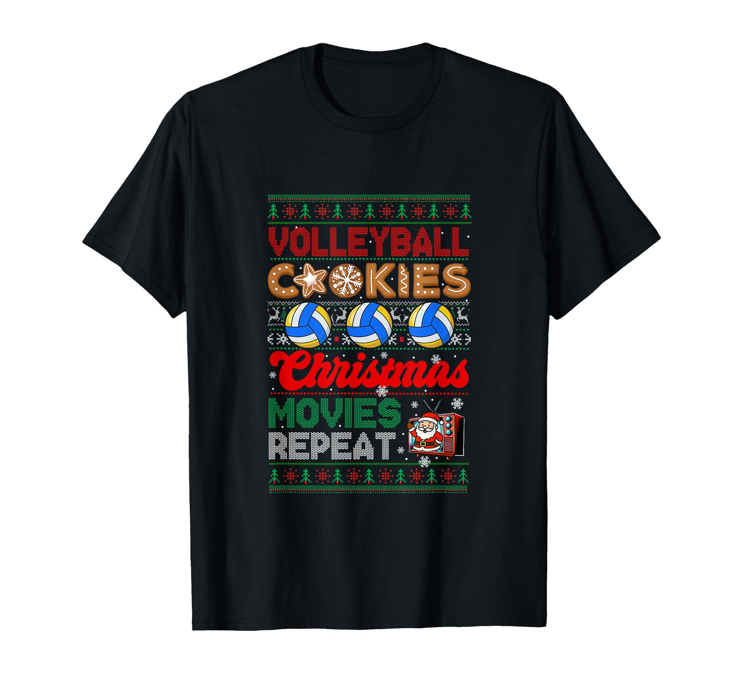 Volleyball Cookies Christmas Movies Repeat Sweater Player T-Shirt