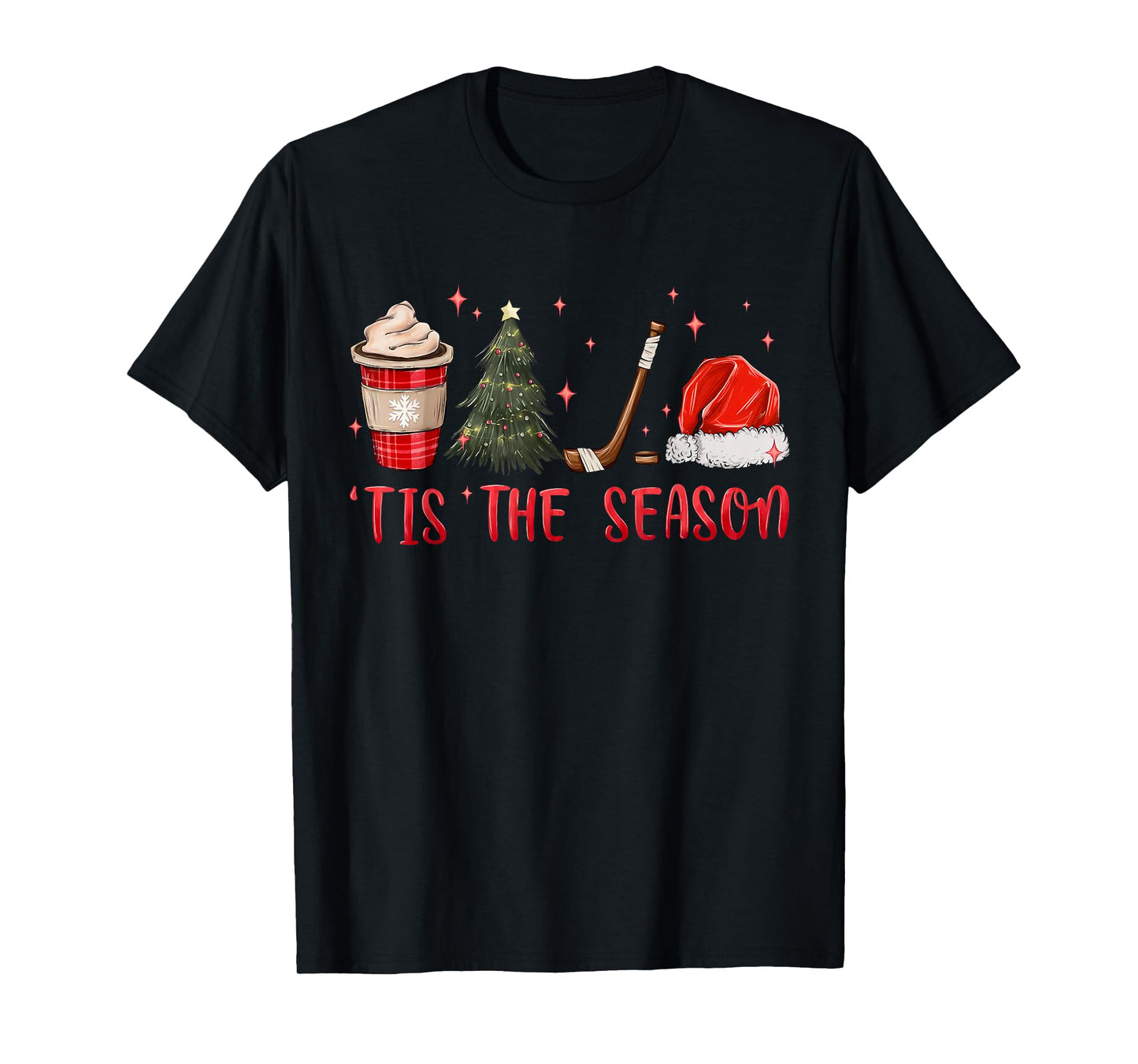 Tis The Season Hockey Coffee Xmas Tree Ice Hockey Christmas T-Shirt