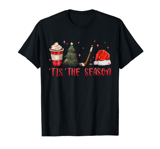 Tis The Season Hockey Coffee Xmas Tree Ice Hockey Christmas T-Shirt