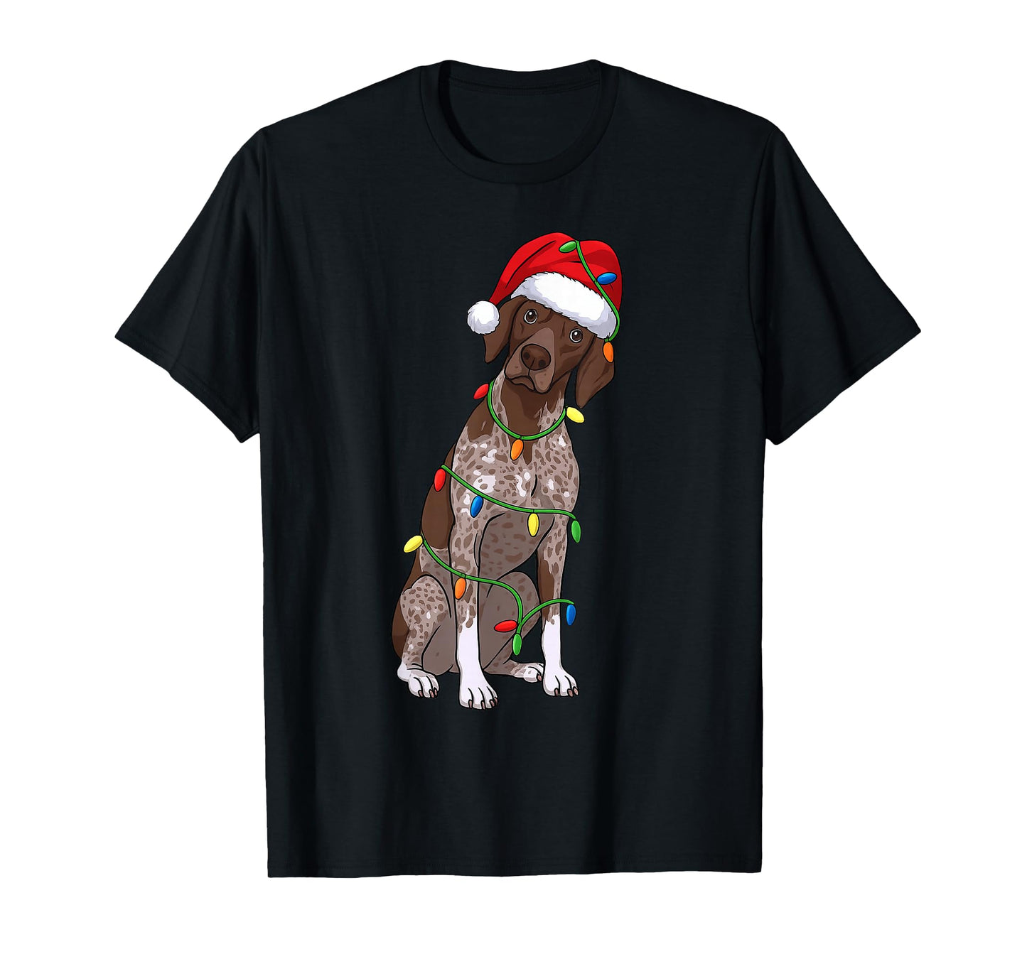 German Shorthaired Pointer Christmas Tree Lights Holiday Dog T-Shirt