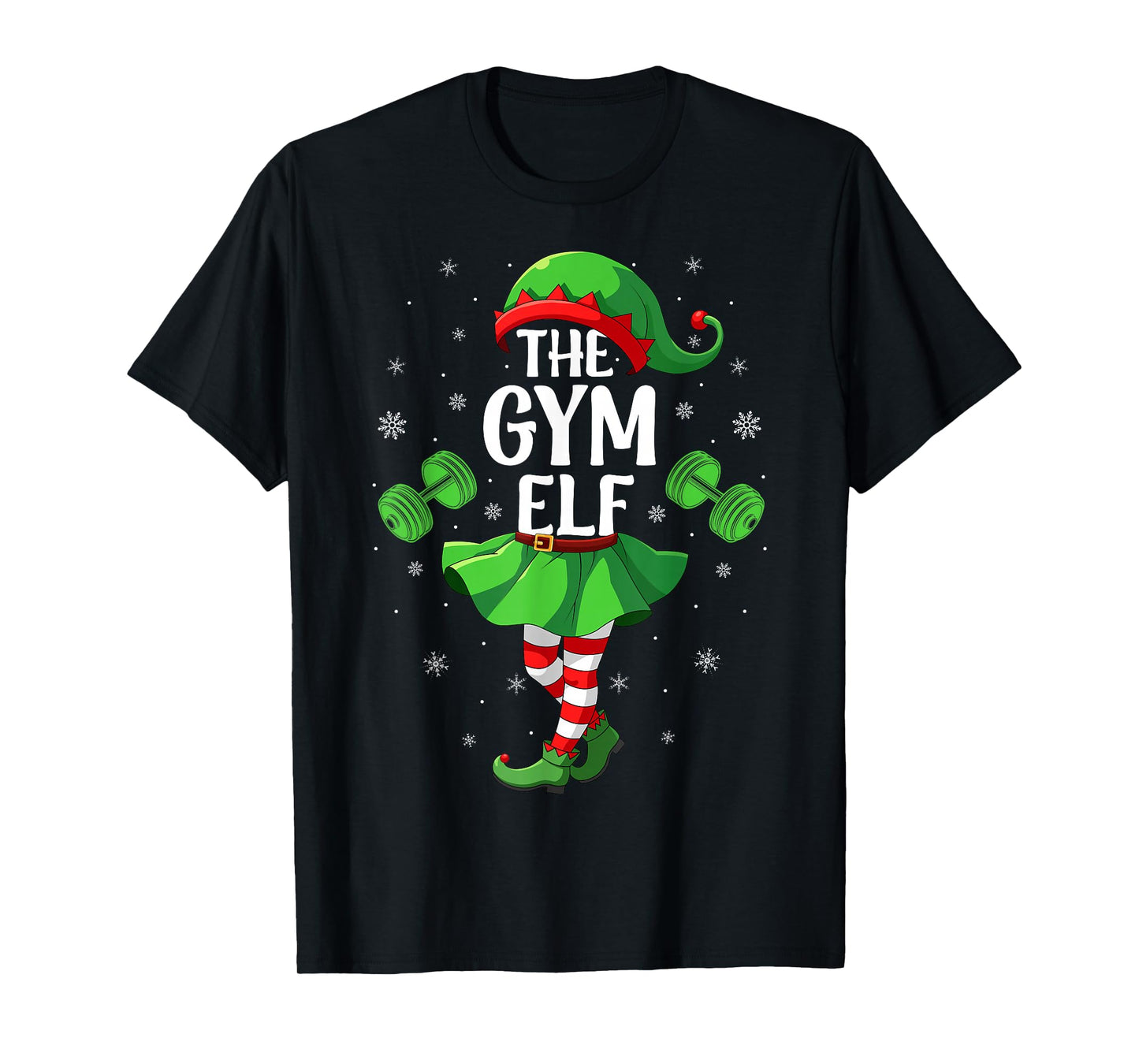 Gym Elf Christmas Girls Women Workout Elf Squad Xmas Family T-Shirt