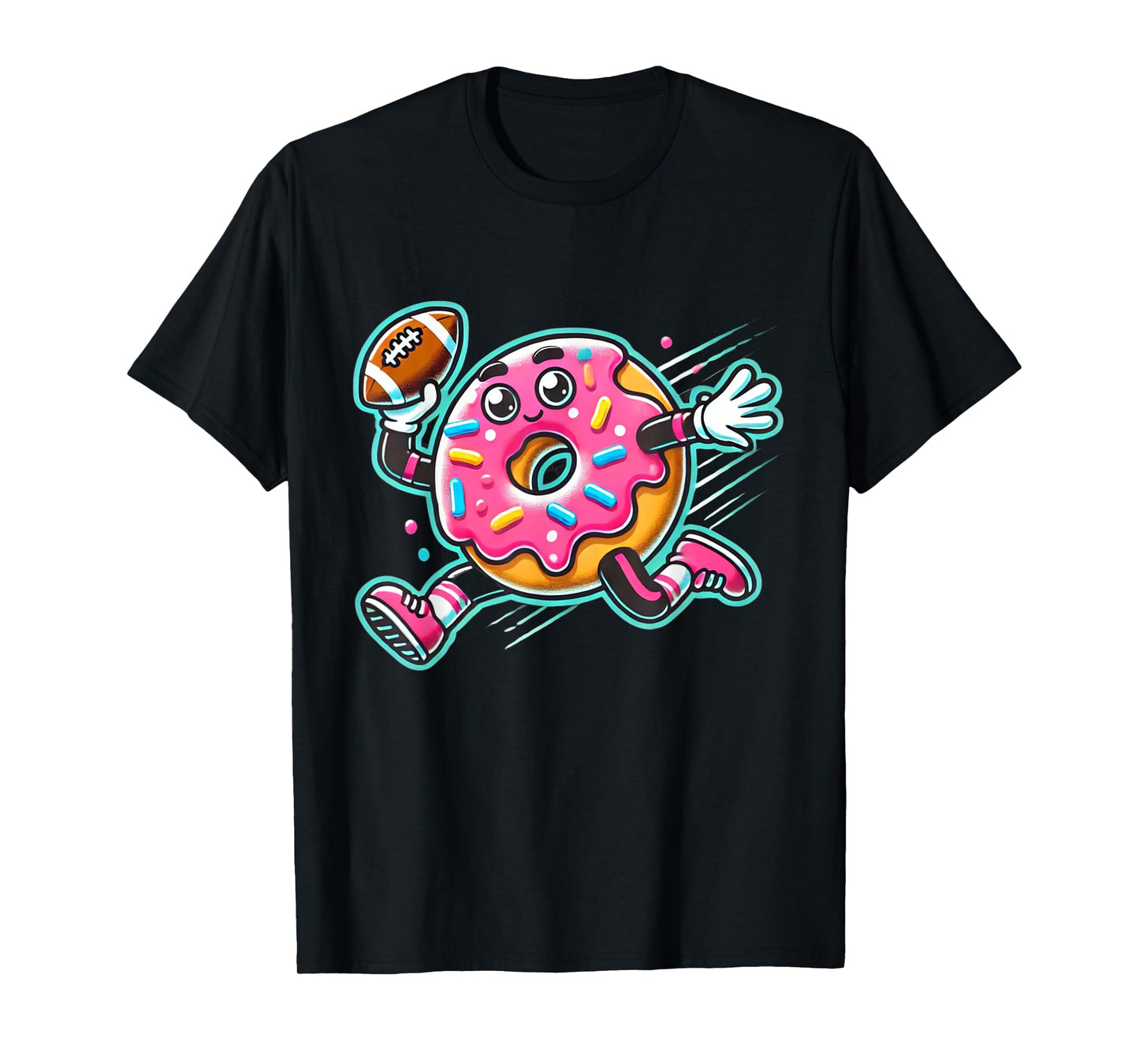 Funny Donut Playing Football Food Champ Sports Donut T-Shirt
