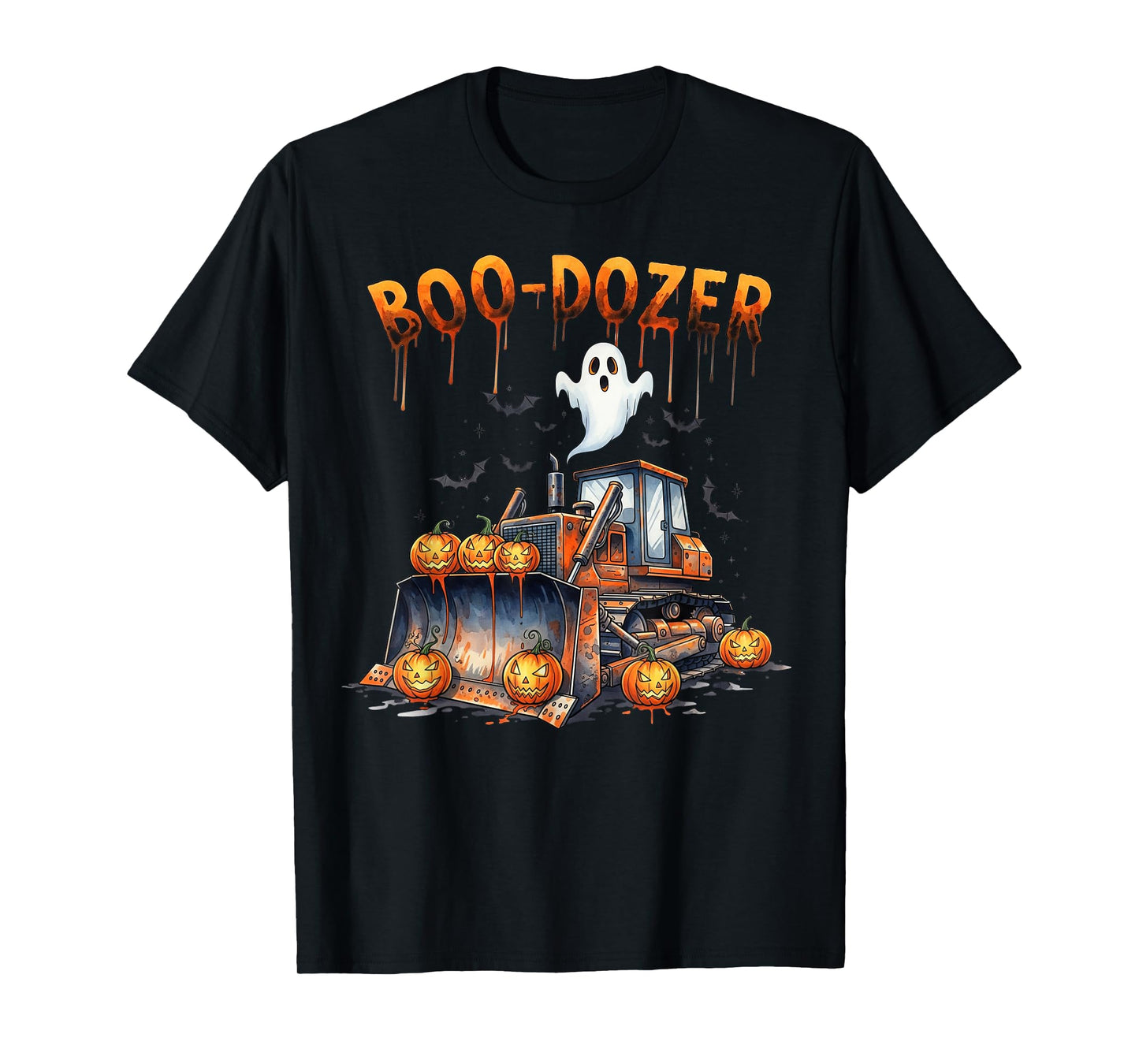 Boo Dozer Ghost Bulldozer Halloween Construction Trucks Kids T-Shirt