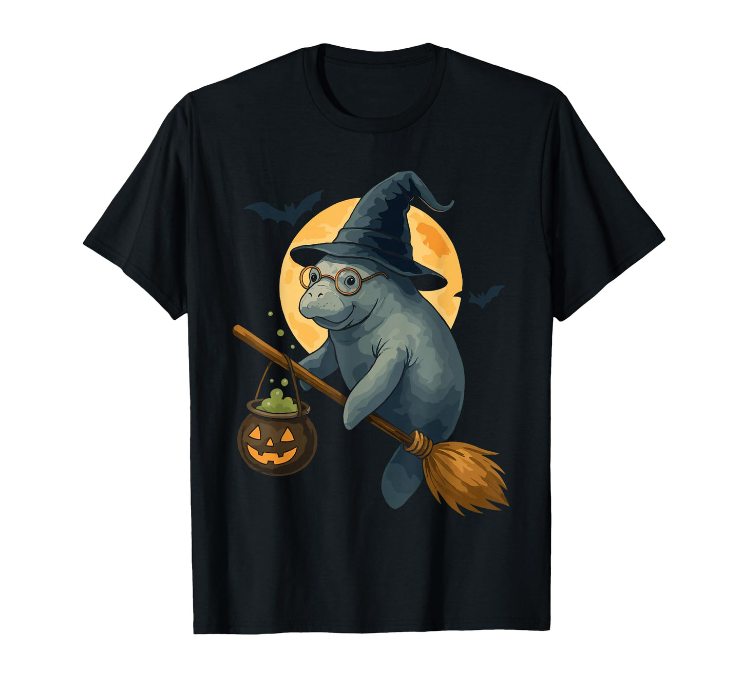 Manatee Witch Costume Women Kids Trick or Treat Witch Broom T-Shirt