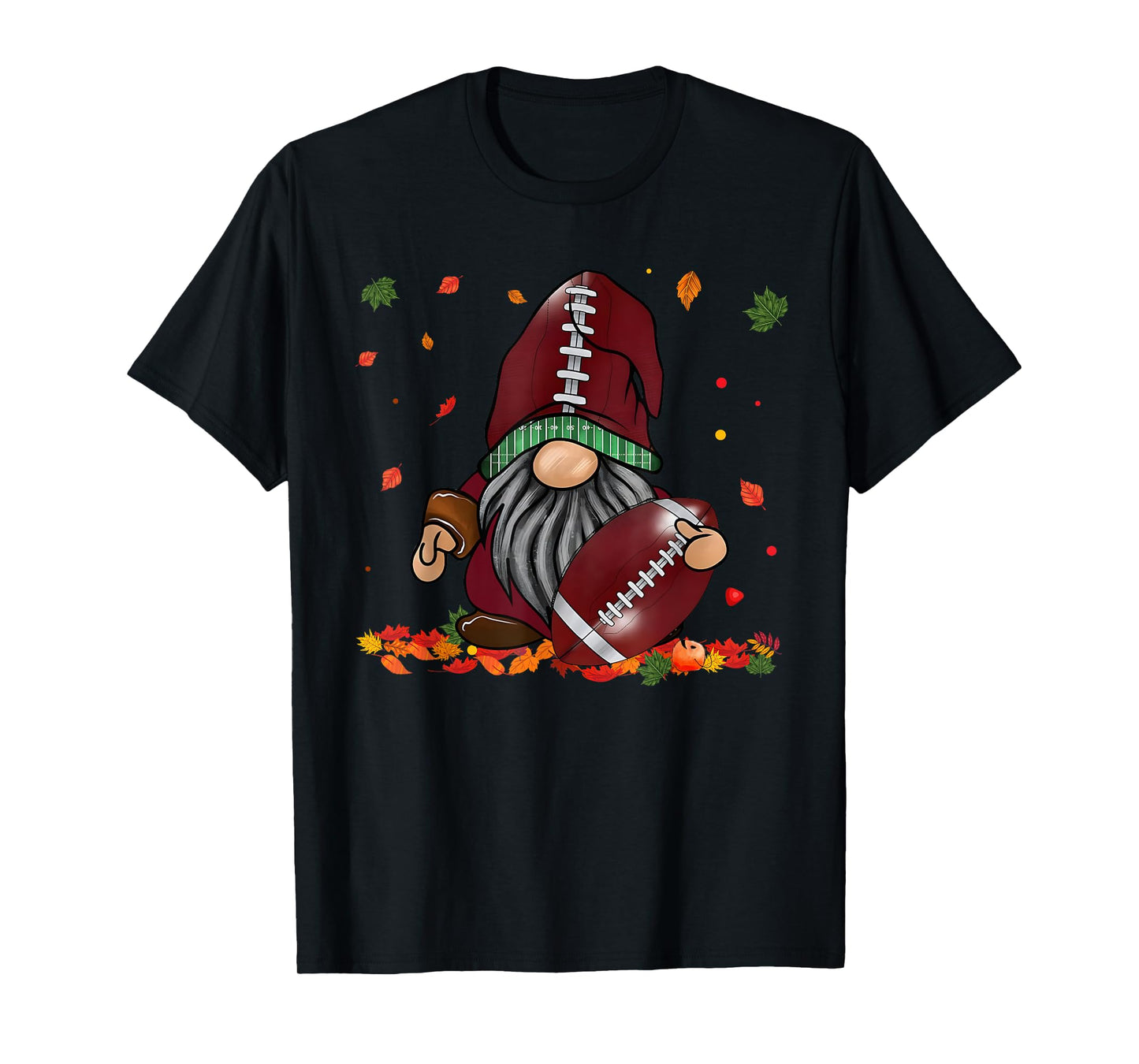 Gnome Football Season Thanksgiving Fall Leaves Autumn T-Shirt