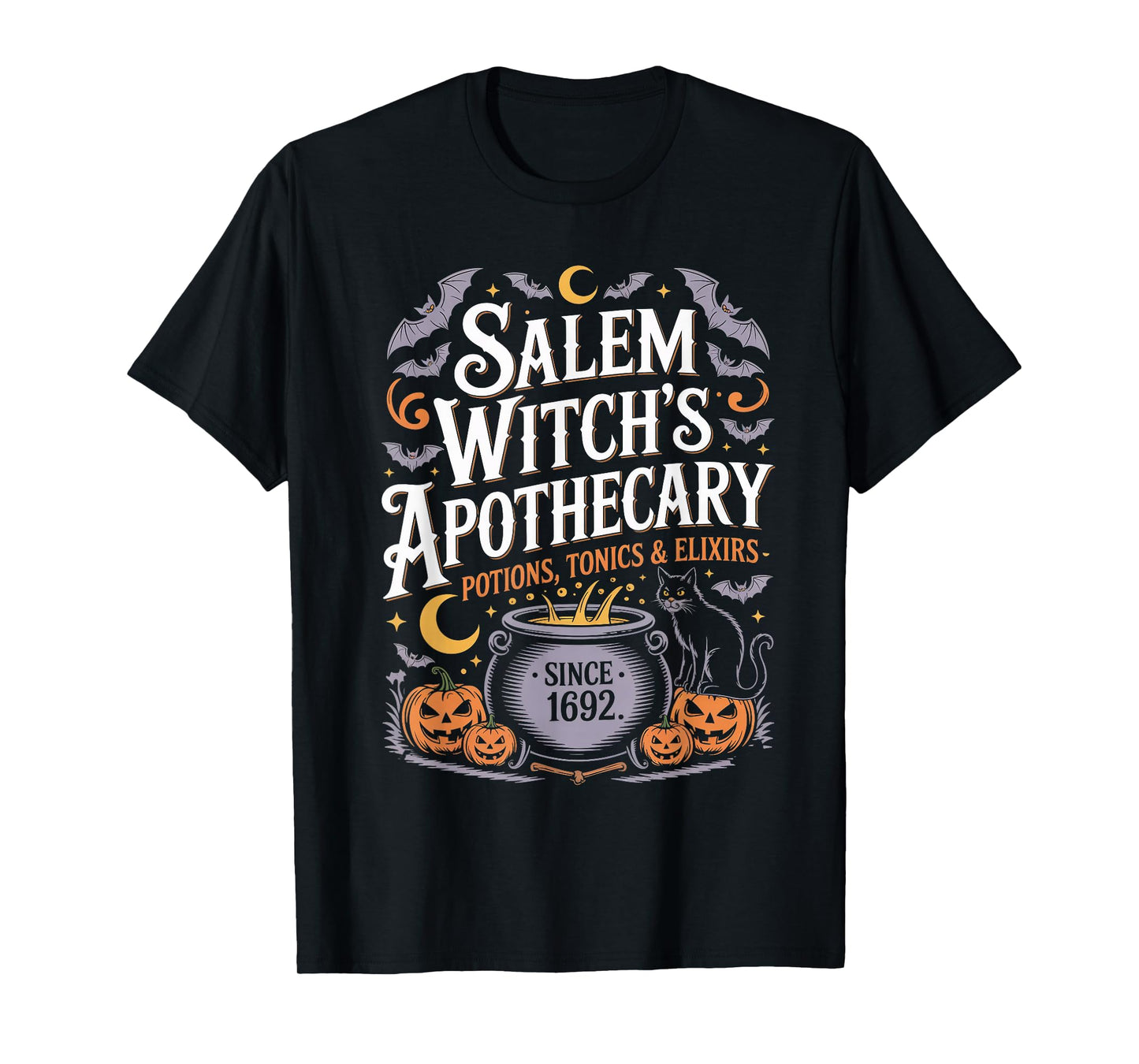 Vintage Salem Witch's Apothecary Potions Elixirs Halloween T-Shirt