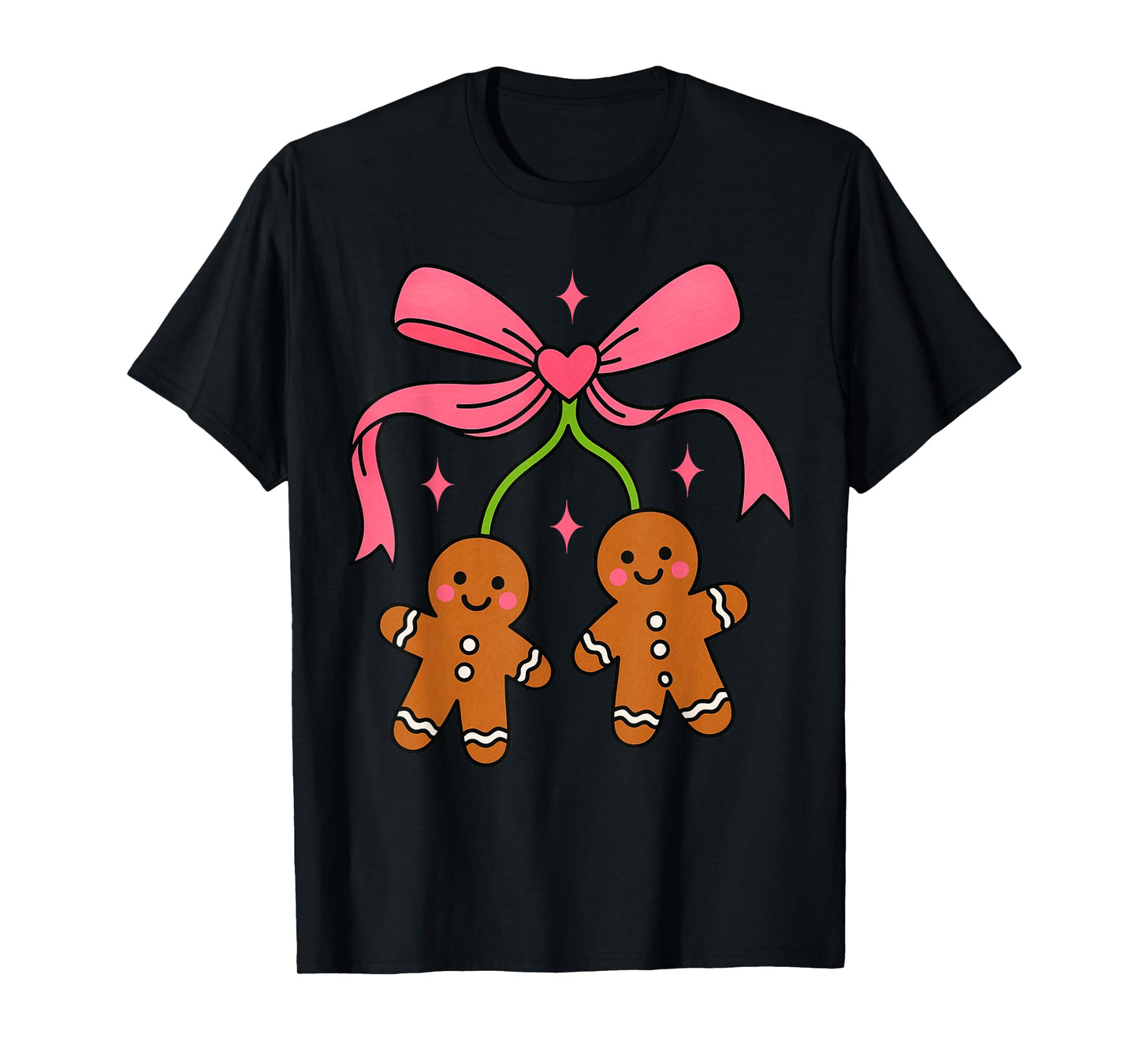 Cute Christmas Girls Tree Women Bow Cherry Holiday Santa T-Shirt