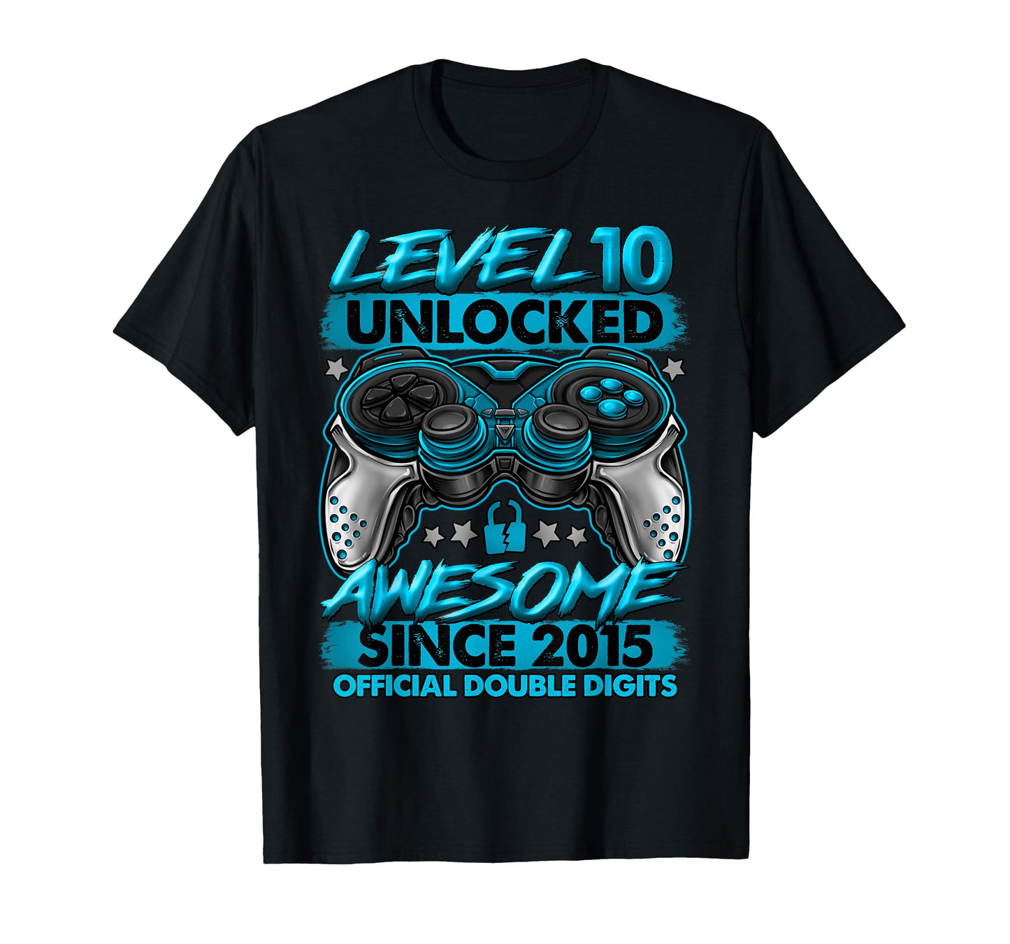 Official Double Digits Level 10 Unlocked 10th Birthday Boy T-Shirt
