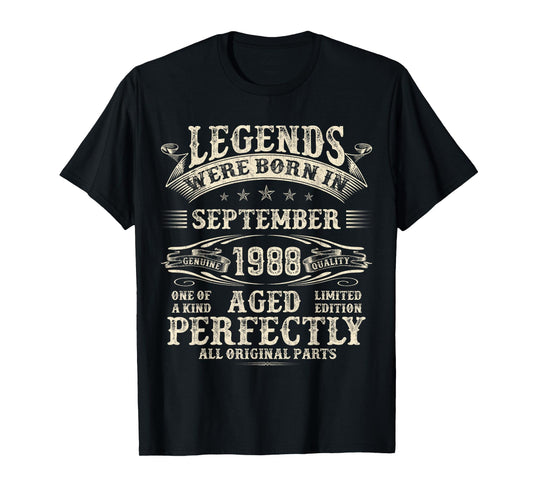 37th Birthday Gifts For Men 37 Year Old Bday September 1988 T-Shirt
